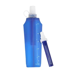 Collapsible Filtered Water Bottle - BPA Free,with Filter Integrated 2 Stage Portable Water Bag for Outdoor Camping Travel Hiking Backpacking