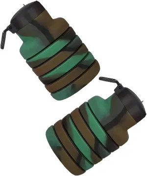Collapsible Sports Water Bottles 500ml 16oz,Leak Proof Twist Cap BPA Free Retractable for Home Outdoor,Biking,Hiking Portable Water Bottle Cups(2)