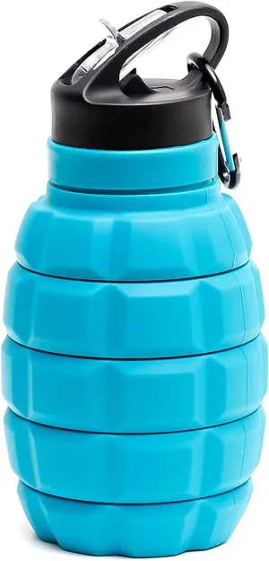 Collapsible Water Bottle, 580ml Collapsible Travel Water Cup, Silicone Collapsible Sports Bottle,Food Grade Silicone Sports Water Bottle With Hook For Cycling, Hiking, Travel, etc. (blue)