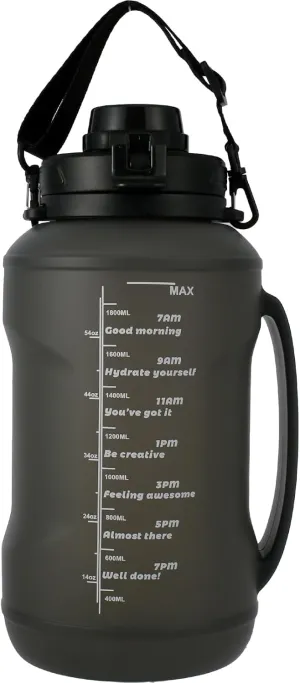 Collapsible Water Bottle Foldable Silicone Water Bottle with Inspirational Quotes Time Markers and Water Lines for Gym Camping Hiking Travel Sports Lightweight 2000ml (black)