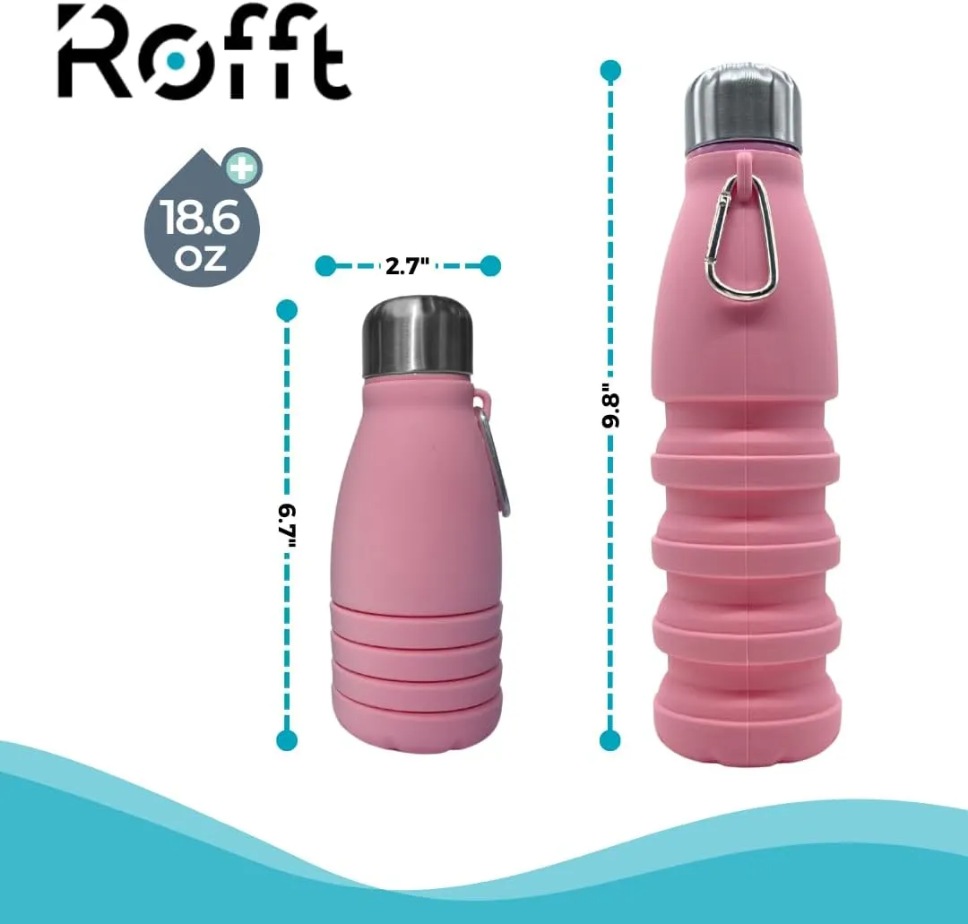 Collapsible Water Bottles, Cups Leakproof Valve, Reusable BPA Free Silicone Foldable, Travel Water Bottle, Cup for Gym, Camping, Hiking, Travel, Sports, Lightweight Durable