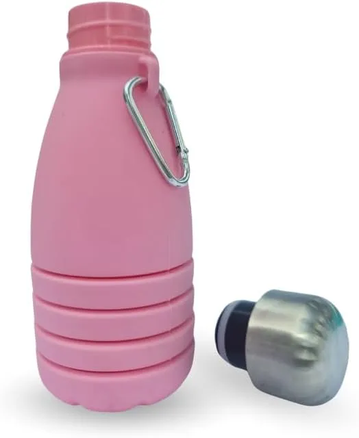 Collapsible Water Bottles, Cups Leakproof Valve, Reusable BPA Free Silicone Foldable, Travel Water Bottle, Cup for Gym, Camping, Hiking, Travel, Sports, Lightweight Durable