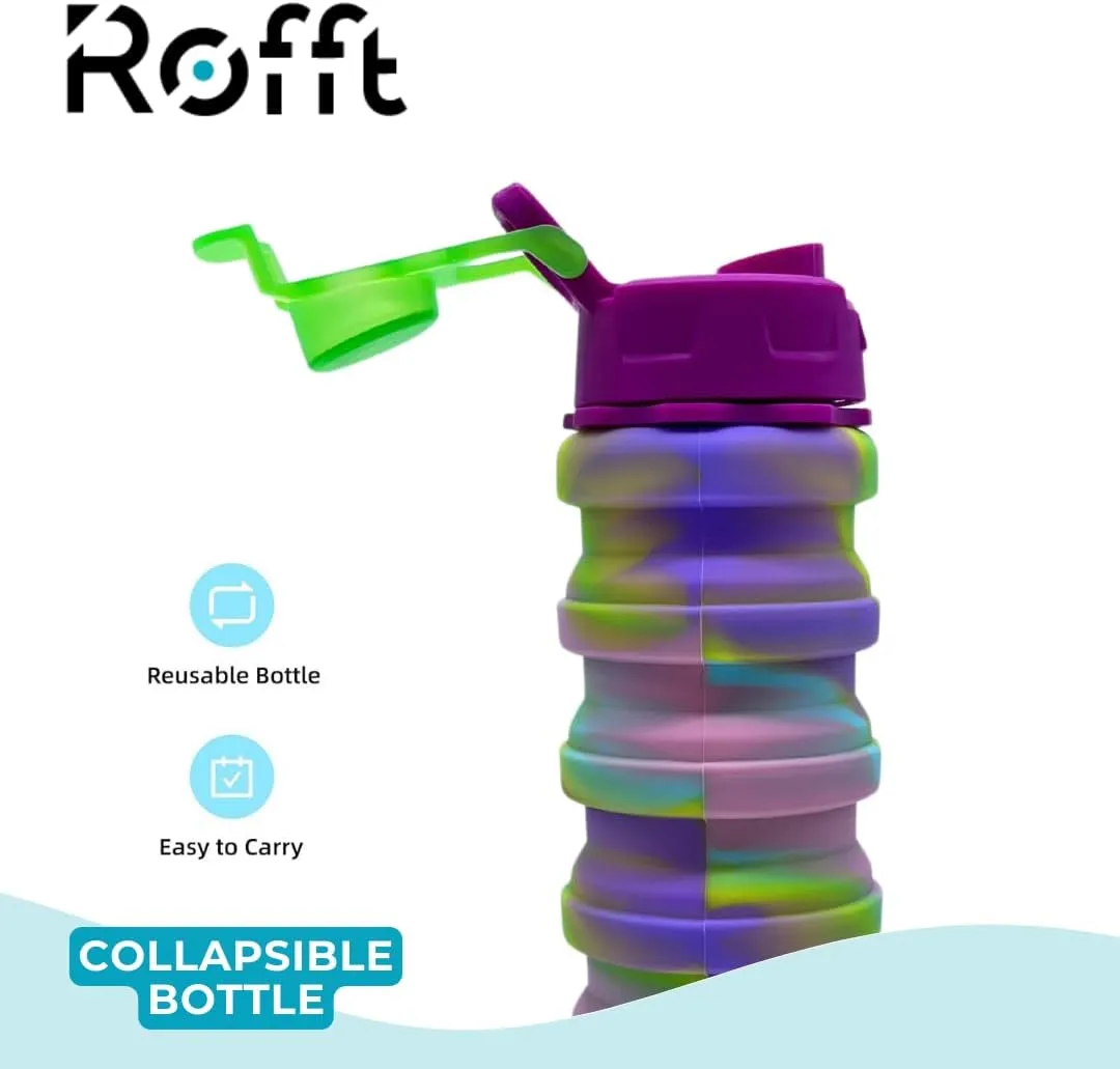 Collapsible Water Bottles, Cups Leakproof Valve, Reusable BPA Free Silicone Foldable, Travel Water Bottle, Cup for Gym, Camping, Hiking, Travel, Sports, Lightweight Durable