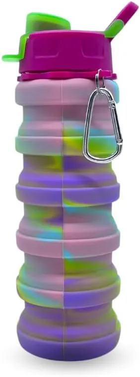 Collapsible Water Bottles, Cups Leakproof Valve, Reusable BPA Free Silicone Foldable, Travel Water Bottle, Cup for Gym, Camping, Hiking, Travel, Sports, Lightweight Durable