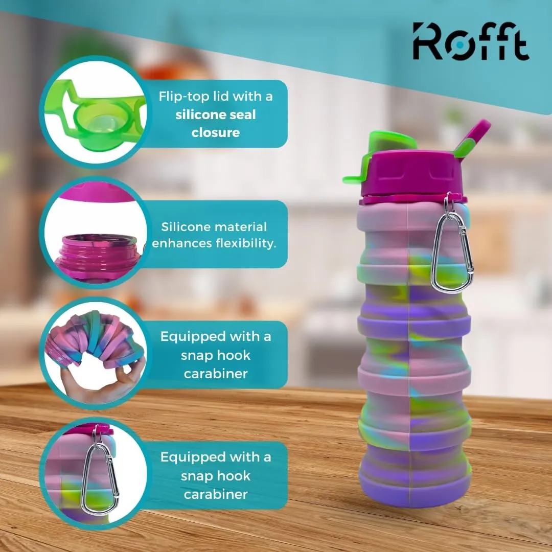 Collapsible Water Bottles, Cups Leakproof Valve, Reusable BPA Free Silicone Foldable, Travel Water Bottle, Cup for Gym, Camping, Hiking, Travel, Sports, Lightweight Durable