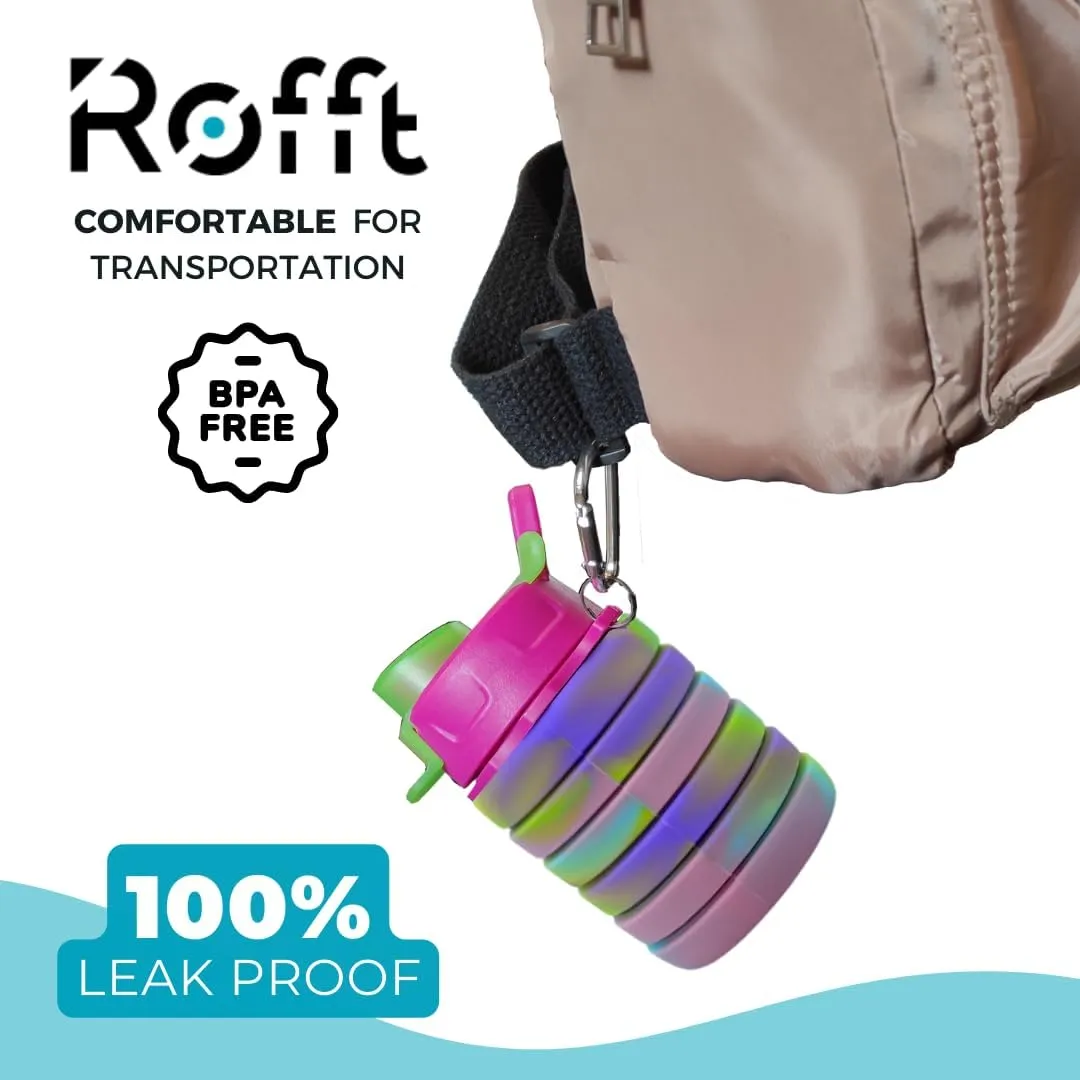 Collapsible Water Bottles, Cups Leakproof Valve, Reusable BPA Free Silicone Foldable, Travel Water Bottle, Cup for Gym, Camping, Hiking, Travel, Sports, Lightweight Durable