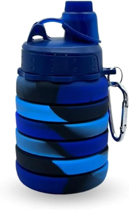 Collapsible Water Bottles, Cups Leakproof Valve, Reusable BPA Free Silicone Foldable, Travel Water Bottle, Cup for Gym, Camping, Hiking, Travel, Sports, Lightweight Durable