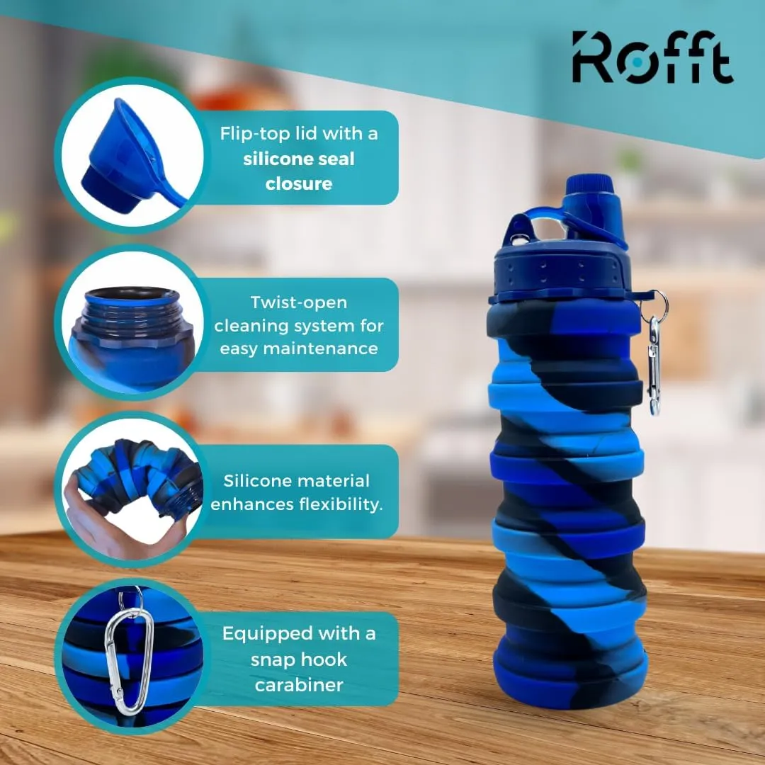 Collapsible Water Bottles, Cups Leakproof Valve, Reusable BPA Free Silicone Foldable, Travel Water Bottle, Cup for Gym, Camping, Hiking, Travel, Sports, Lightweight Durable