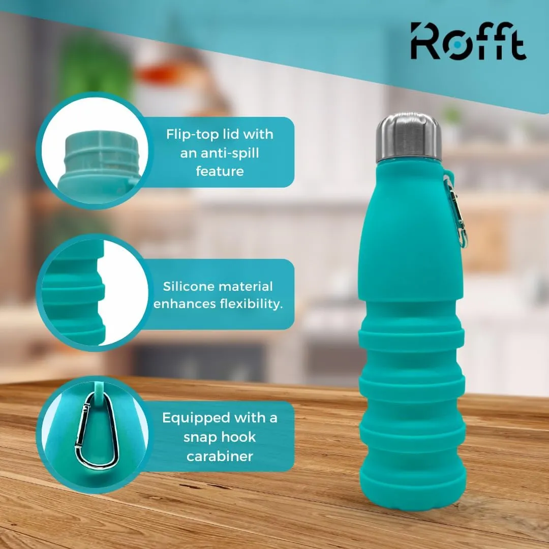 Collapsible Water Bottles, Cups Leakproof Valve, Reusable BPA Free Silicone Foldable, Travel Water Bottle, Cup for Gym, Camping, Hiking, Travel, Sports, Lightweight Durable