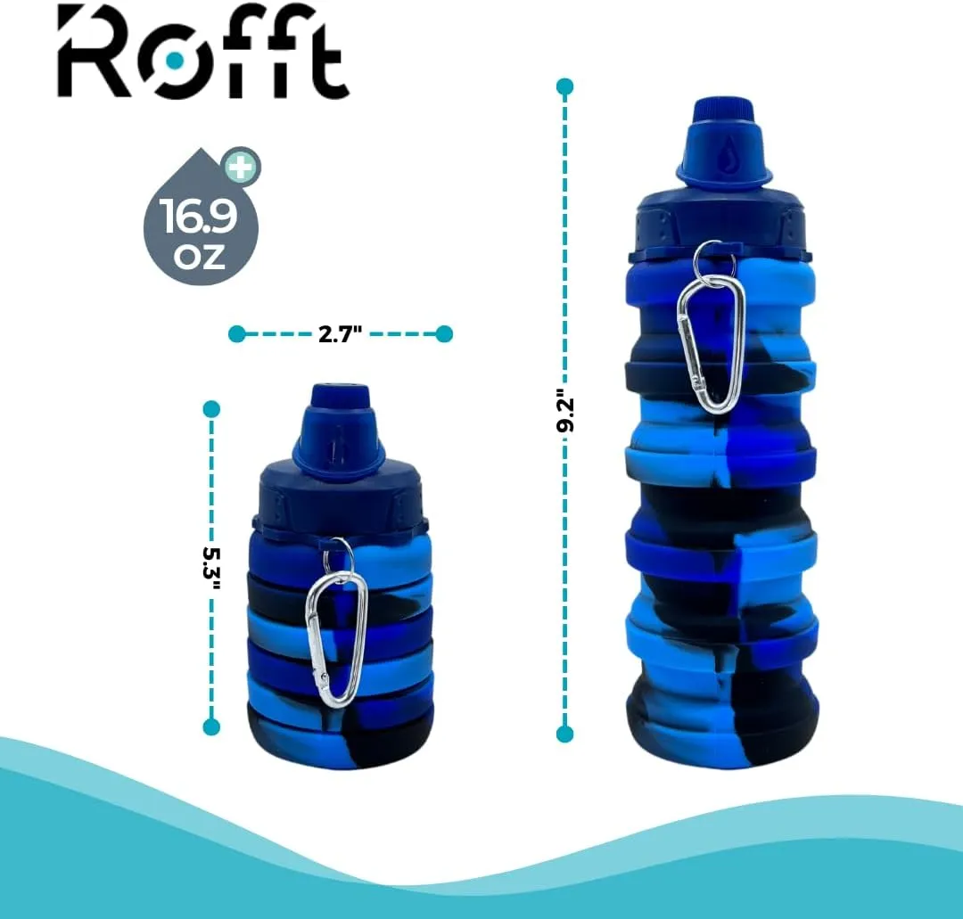 Collapsible Water Bottles, Cups Leakproof Valve, Reusable BPA Free Silicone Foldable, Travel Water Bottle, Cup for Gym, Camping, Hiking, Travel, Sports, Lightweight Durable