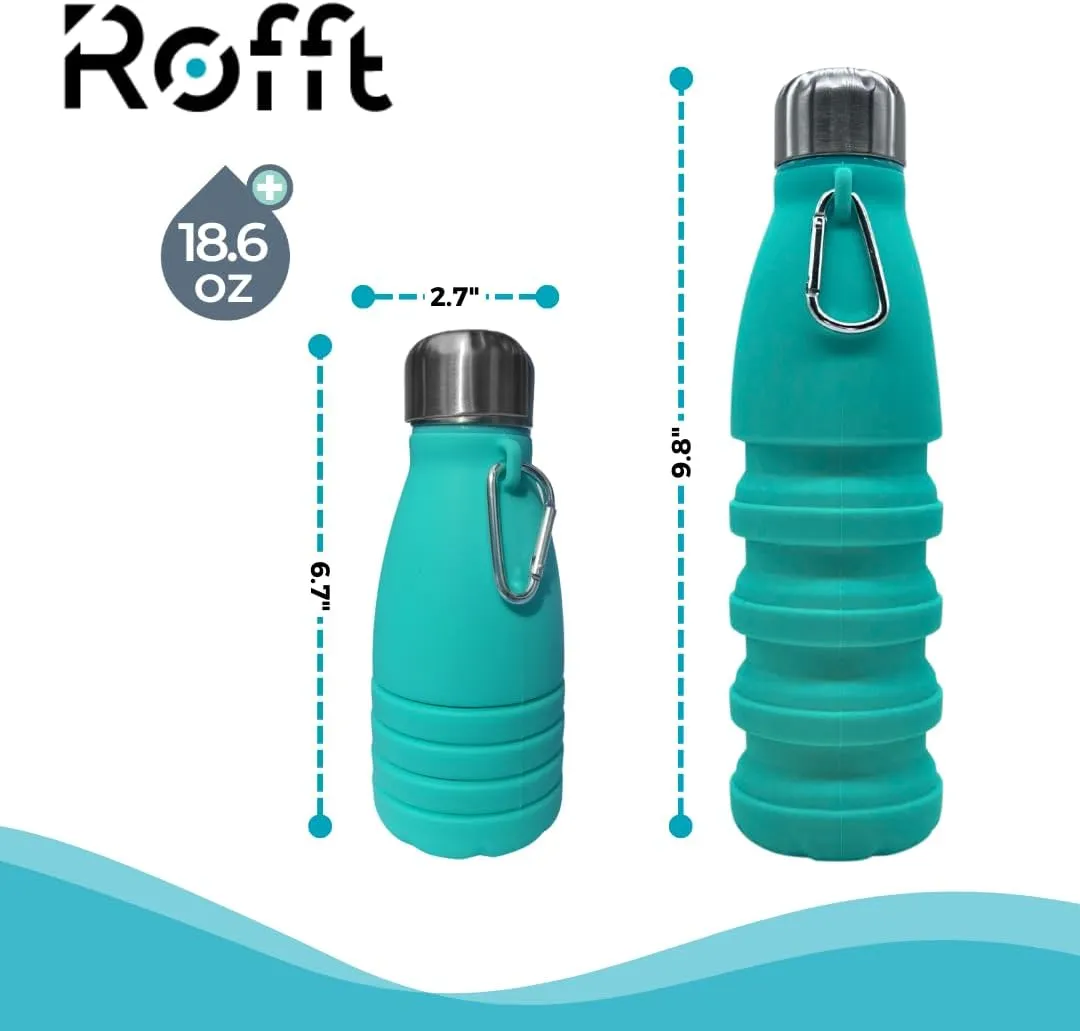 Collapsible Water Bottles, Cups Leakproof Valve, Reusable BPA Free Silicone Foldable, Travel Water Bottle, Cup for Gym, Camping, Hiking, Travel, Sports, Lightweight Durable