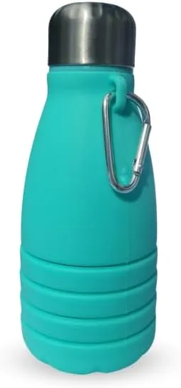 Collapsible Water Bottles, Cups Leakproof Valve, Reusable BPA Free Silicone Foldable, Travel Water Bottle, Cup for Gym, Camping, Hiking, Travel, Sports, Lightweight Durable