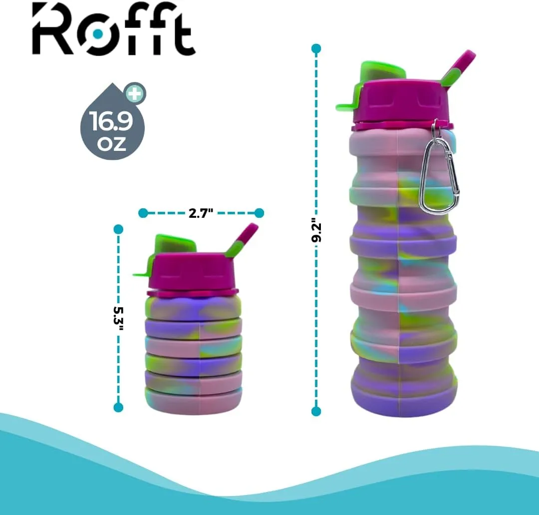 Collapsible Water Bottles, Cups Leakproof Valve, Reusable BPA Free Silicone Foldable, Travel Water Bottle, Cup for Gym, Camping, Hiking, Travel, Sports, Lightweight Durable