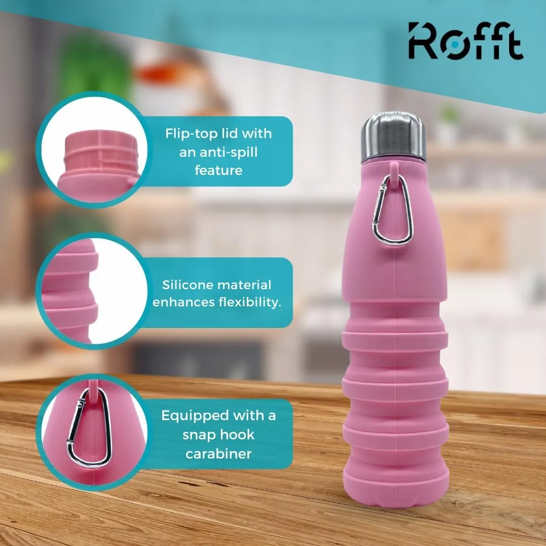 Collapsible Water Bottles, Cups Leakproof Valve, Reusable BPA Free Silicone Foldable, Travel Water Bottle, Cup for Gym, Camping, Hiking, Travel, Sports, Lightweight Durable