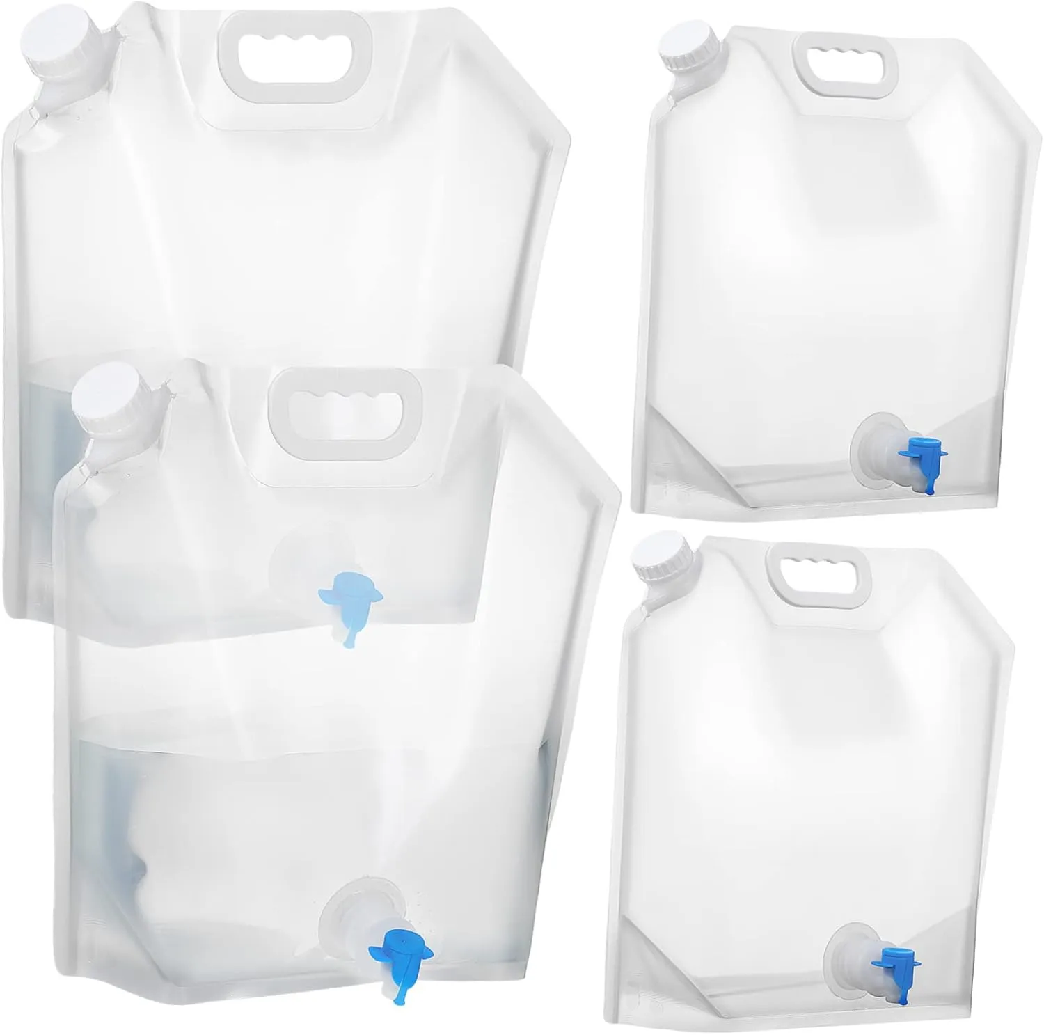 Collapsible Water Storage Jugs Transparent 4 Pack for Camping Hiking Sports and Emergency Water Supply