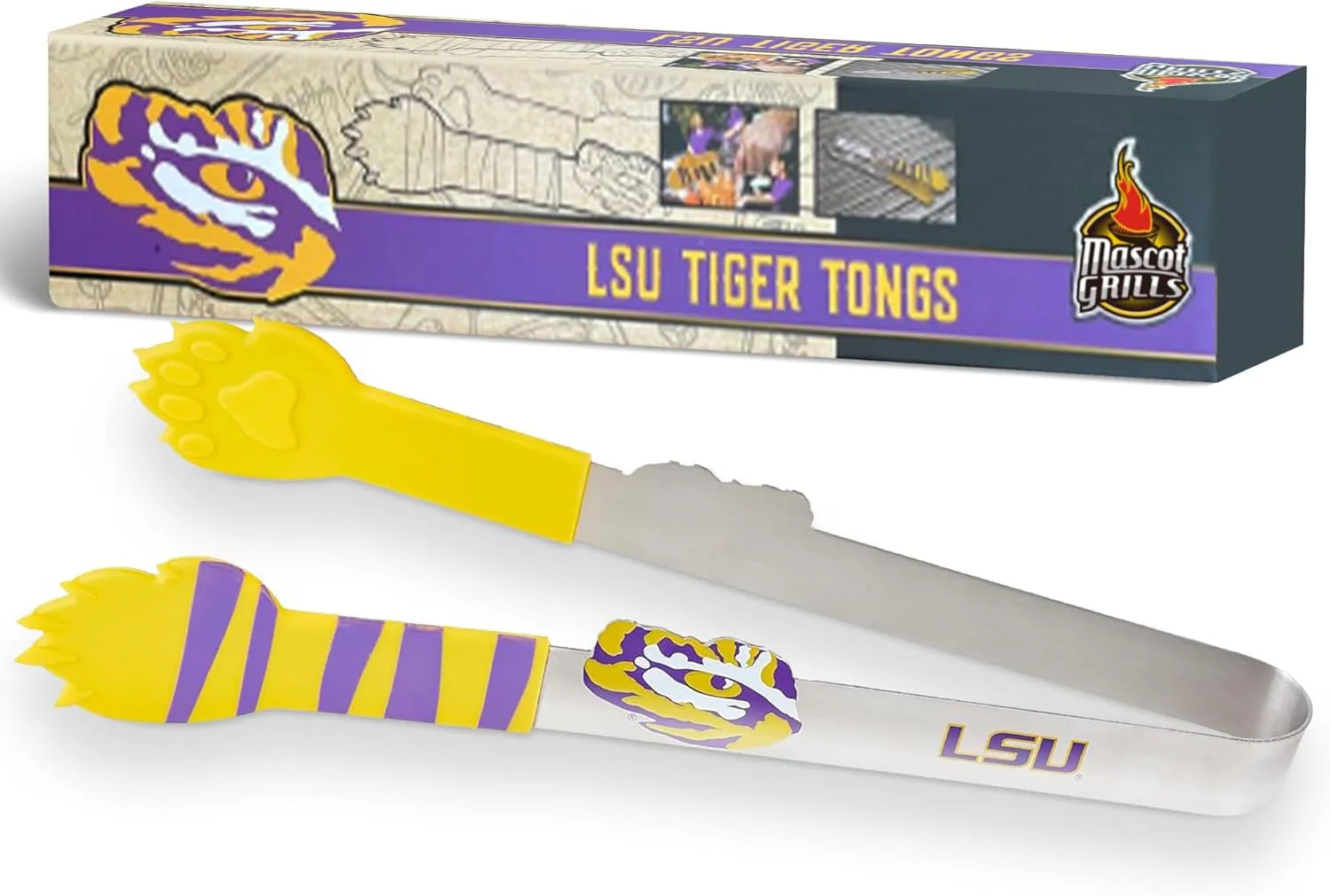 Collegiate Tongs - Rust Resistant Kitchen & BBQ Grilling Tongs - Ideal Gift for Tailgaters, Campers and Outdoor Cooking