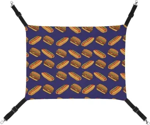 Colorful Hotdogs and Hamburgers Hanging Cat Bed Soft Breathable Pet Hammock for Cage Pet Sleeper for Kitten Ferret Puppy Rabbit