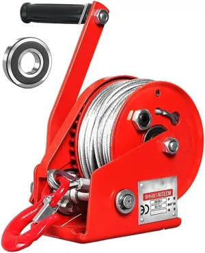 Come Along Winch, Portable Trailer Boat Winch, Heavy Duty Hand Winch with 10M Steel Cable, Heavy Duty Power Cable Come Along Tool with Dual Gears, Two-Way Ratchet Cable Winch,1800lbs