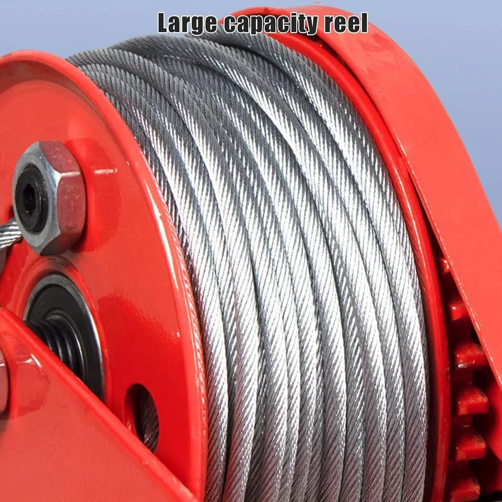 Come Along Winch, Portable Trailer Boat Winch, Heavy Duty Hand Winch with 10M Steel Cable, Heavy Duty Power Cable Come Along Tool with Dual Gears, Two-Way Ratchet Cable Winch,1800lbs