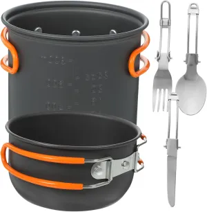 Complete Picnic Camping Cookware Aluminum Set Frying Pan Pot Cups Plates