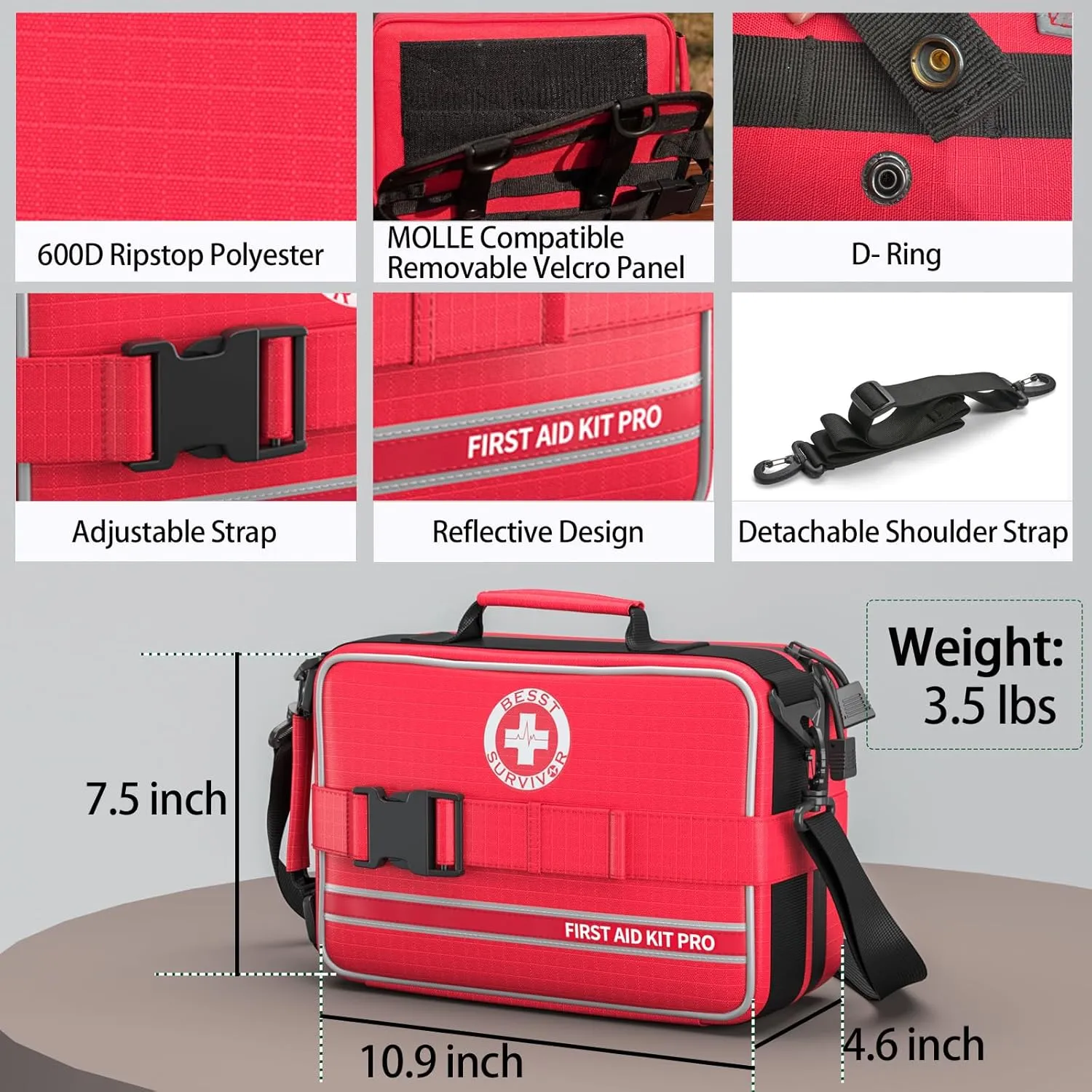 Comprehensive First Aid Kits- Advanced Trauma Kits with Labeled Compartments, Large Emergencies Medical Kits for Car, Home, Camping and Outdoor Emergencies -324Piece Set
