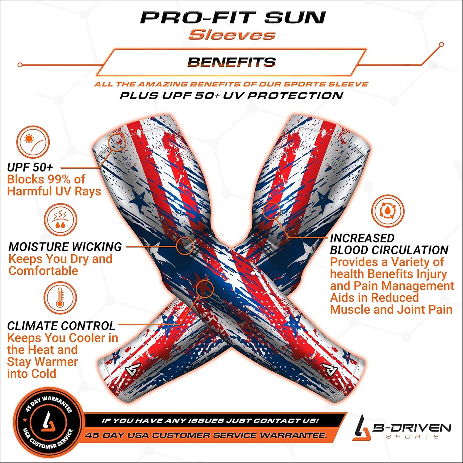 Compression Arm Sleeves For Sun Protection UPF 50  - Sports Sleeve For Baseball Basketball Football