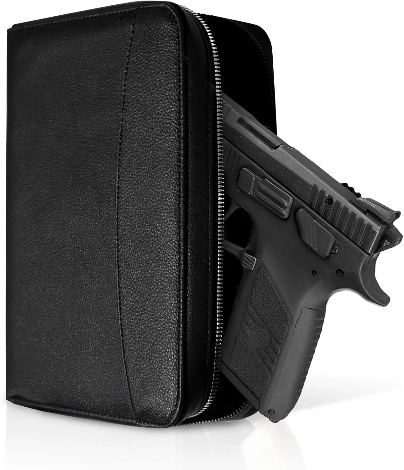 Concealed Carry Gun Pouch, Holy Bible Leather Soft Pistol Case, Lockable Zipper, Handgun Case for 9mm& Glock Guns Storage or Transport