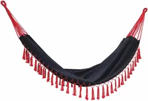 Contrast Tassel Hammock, Double Canvas Swing, Outdoor Products, Children's Camping (Color : Black)