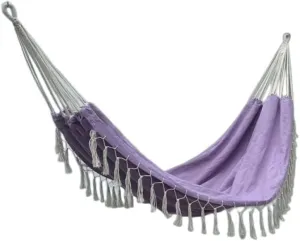 Contrast Tassel Hammock, Double Canvas Swing, Outdoor Products, Children's Camping (Color : Purple)