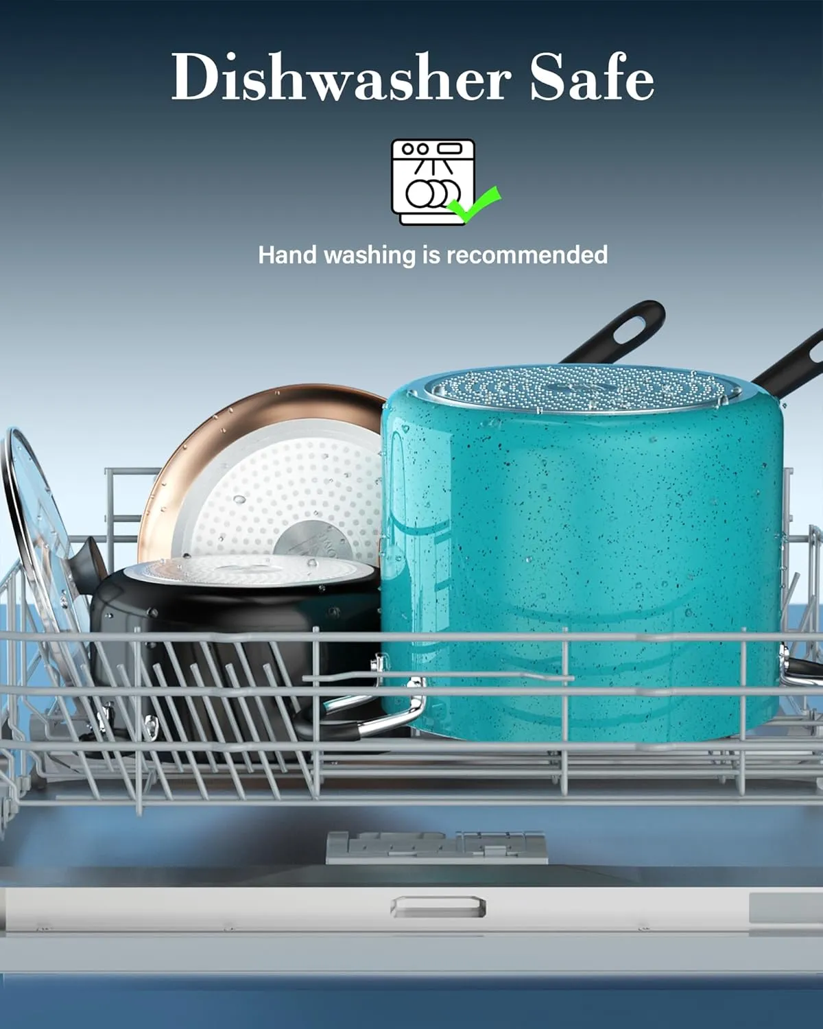 Cook N Home Nonstick Stockpot with Lid 6-Quarts, Professional Cooking Soup Pot, Casserole Cookware, Turquoise