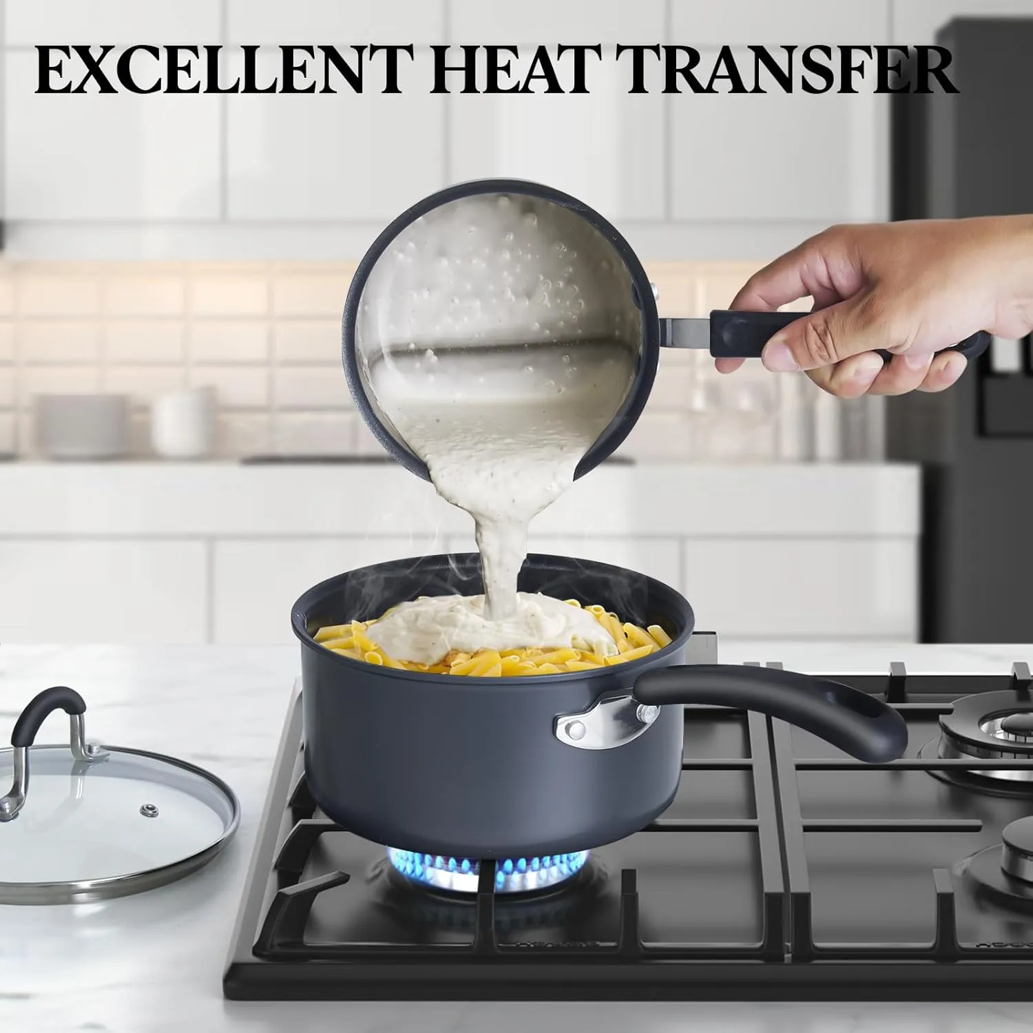 Cook N Home Pots and Pans Set Nonstick Professional Hard Anodized Cookware Sets 12-Piece, Dishwasher Safe with Stay-Cool Handles, Black