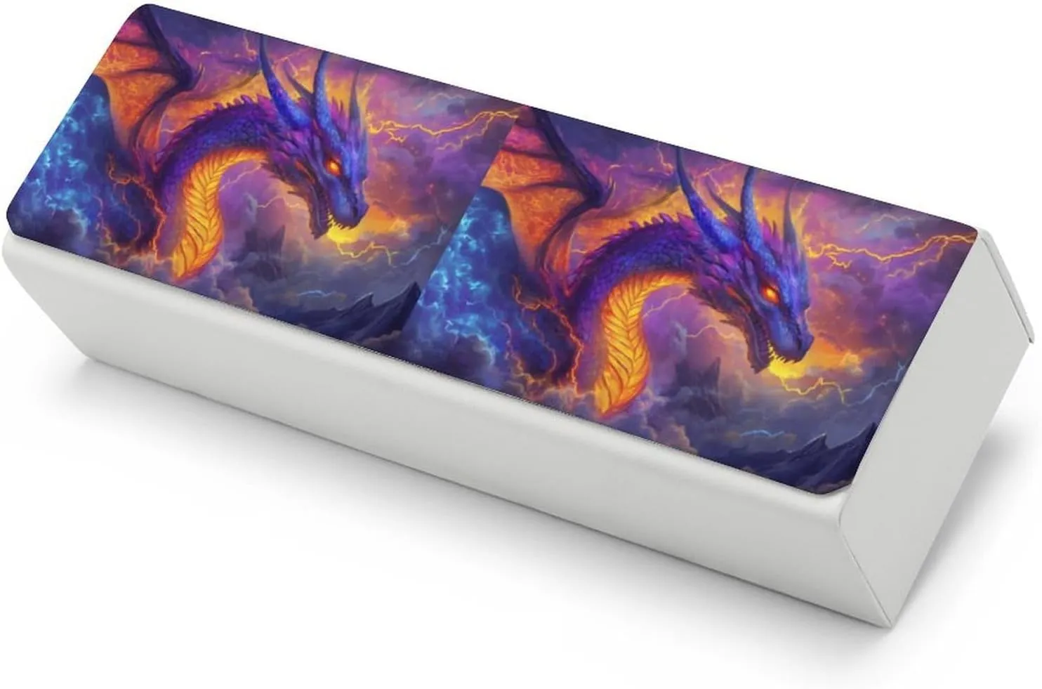 Cool Dragon Purple Hard Shell Glasses Case Portable Eyeglasses Protection Box with Cleaning Cloth for Women Men