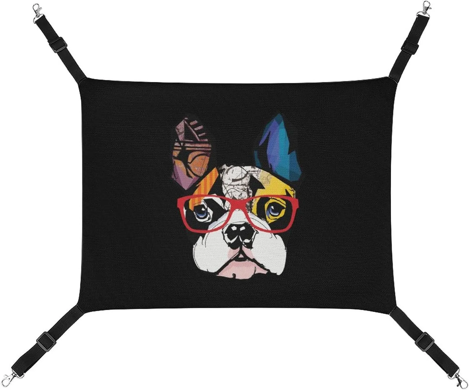Cool French Bulldog Dog Cat Hanging Hammock Soft Breathable Pet Cage Dog Hammock with Adjustable Straps and Metal Hooks
