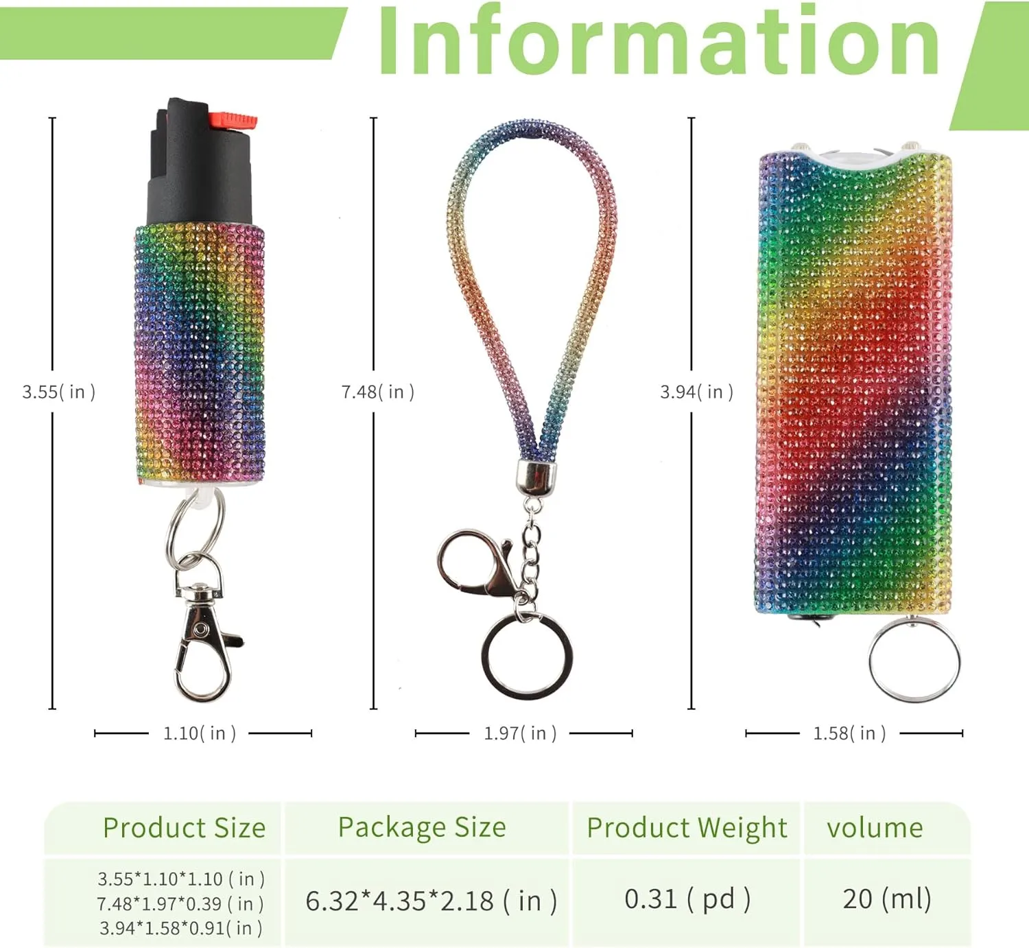 Cool MagiUSA Bling Stun Gun & Pepper Spray Bracelet Keychain Set – LED Flashlight Personal Alarm Self Defense Kit for Women & Men – Tazer taiser Pepper Gel Safety Tools Quick Defense, Multi Color