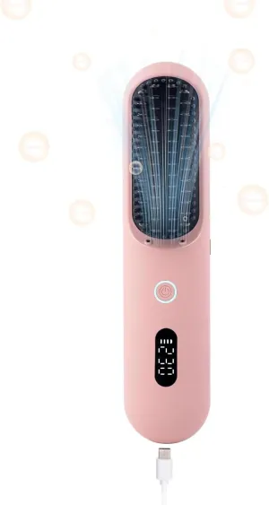 Cordless Hair Straightener Brush Comb Portable Straightening Brush for Women Anti-Scald Hot Hair Brush Heat Comb Pink