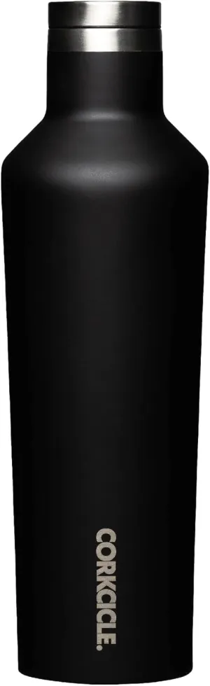 Corkcicle Classic Canteen Insulated Tumbler, Matte Black, 16 oz – Reusable Water Bottle Keeps Beverages Cold for 25 Hours & Hot 12 Hours – Cupholder Friendly Tumbler with Screw-On Cap