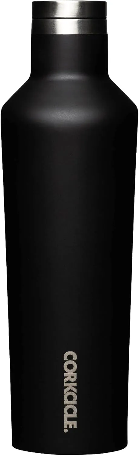 Corkcicle Classic Canteen Insulated Tumbler, Matte Black, 16 oz – Reusable Water Bottle Keeps Beverages Cold for 25 Hours & Hot 12 Hours – Cupholder Friendly Tumbler with Screw-On Cap