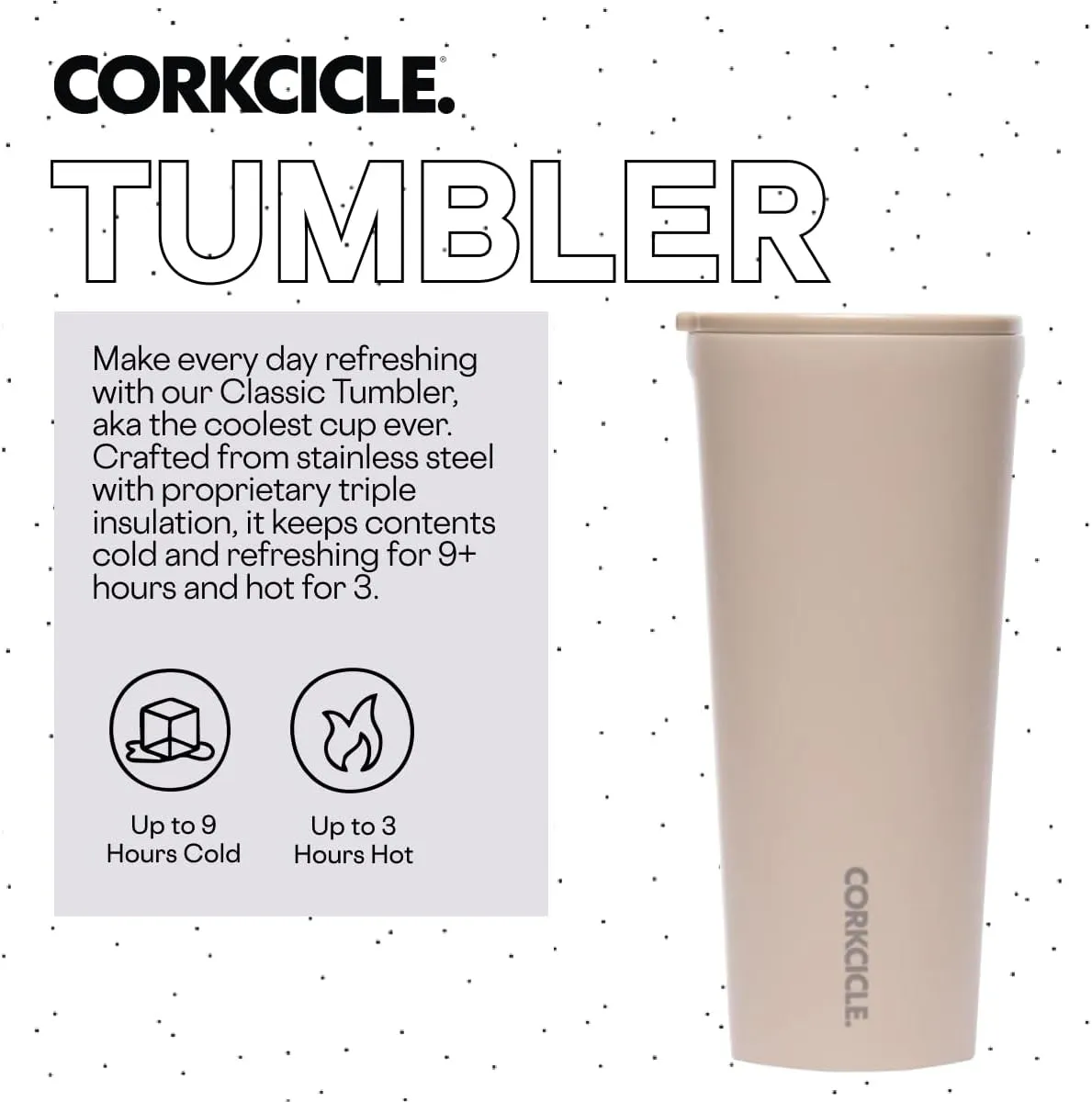 Corkcicle Classic Triple Insulated Coffee Mug with Lid, Desert, 24 oz – Stainless Steel Travel Tumbler Keeps Beverages Cold 9 hrs, Hot 3hrs – Cupholder Friendly Travel Coffee Tumbler