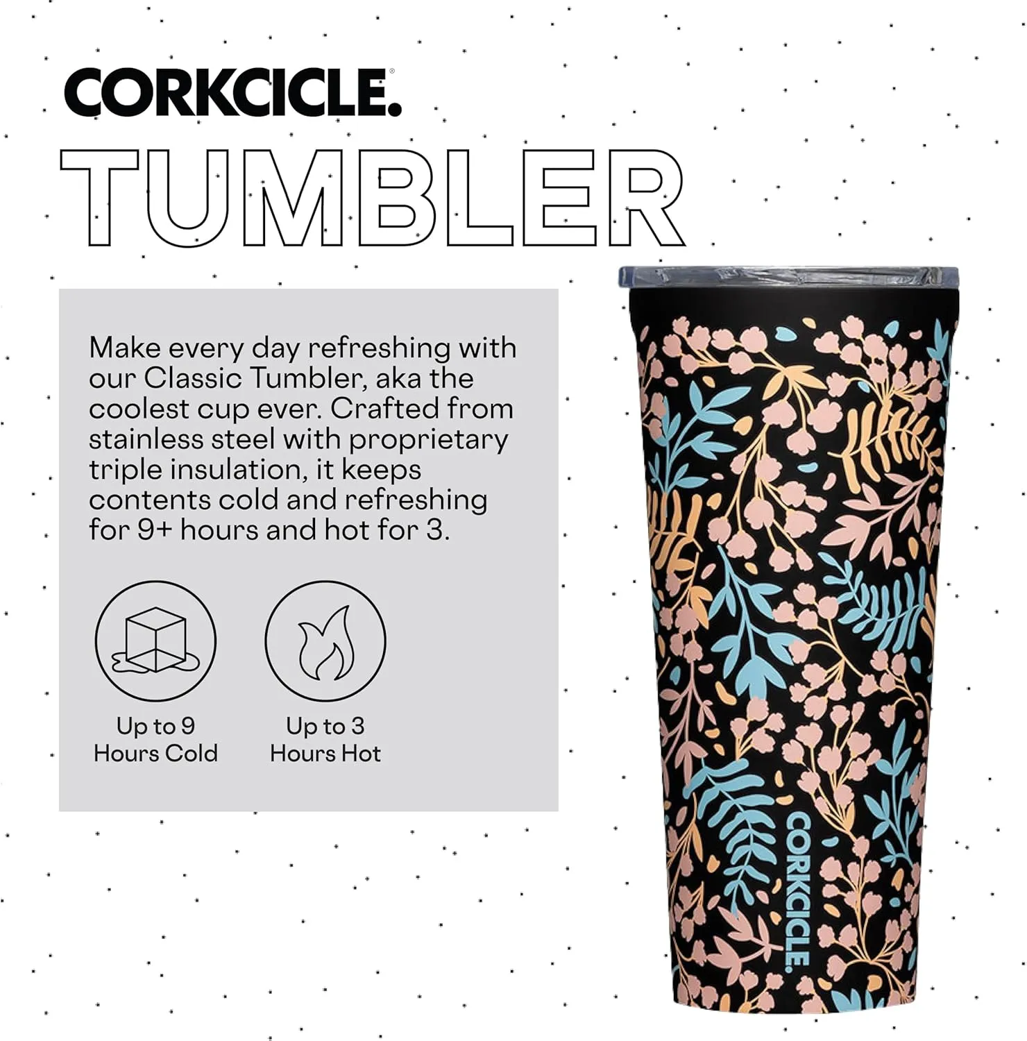 Corkcicle Classic Triple Insulated Coffee Mug with Lid, Radiant Garden, 24 oz – Stainless Steel Travel Tumbler Keeps Beverages Cold 9 hrs, Hot 3hrs – Cupholder Friendly Travel Coffee Tumbler