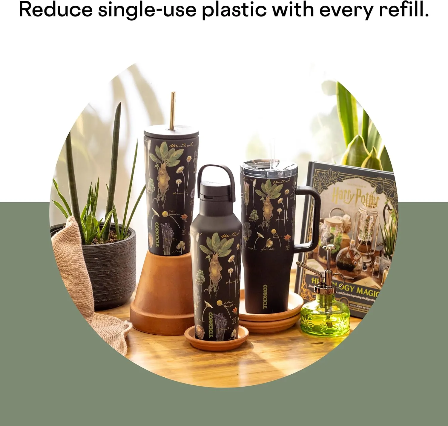 Corkcicle x Warner Brothers Harry Potter Herbology Sport Canteen Insulated Tumbler, 20 oz – Reusable Water Bottle - Cold for 25 Hours & Hot 12 Hours – Cupholder Friendly Tumbler with Screw-On Cap