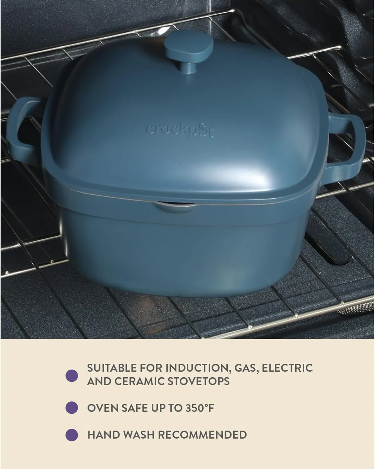Crock-Pot Northvale Cast Aluminum Lightweight Durable 5.2 Quart Heavy Duty Dutch Oven Pot With Lid, Oven Safe, Dual Handles - Matte Blue