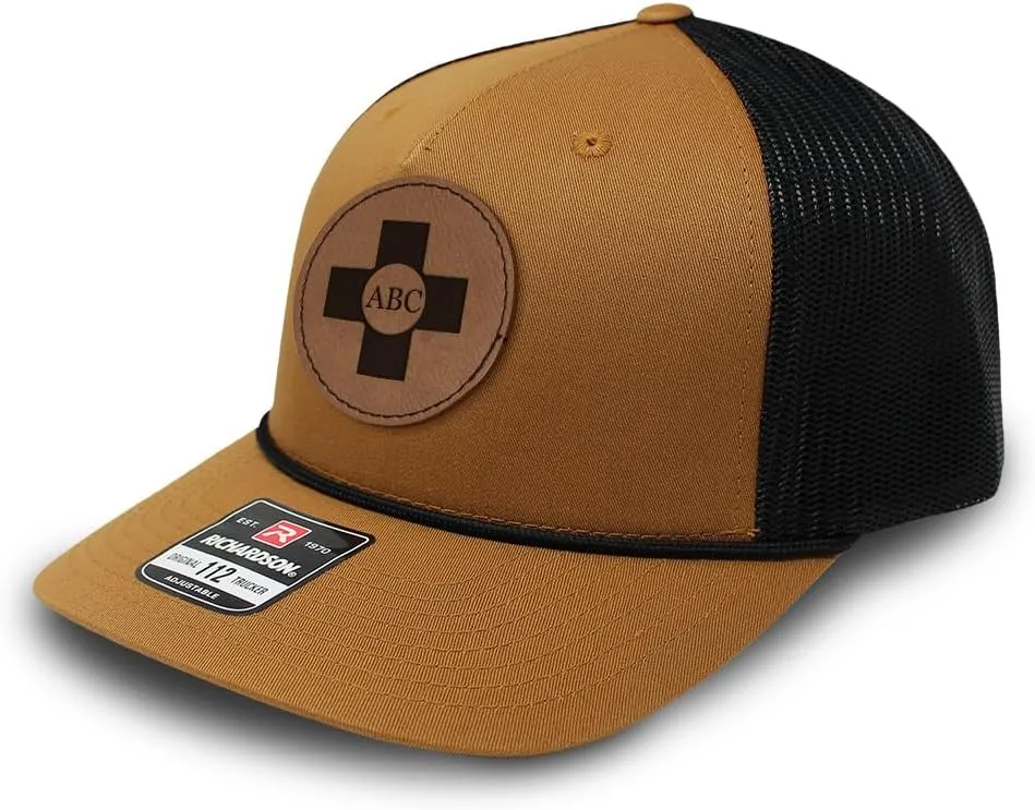 Custom Trucker Mesh Cap Your Monogram Cross Jesus God Sign First Aid B Personalized 5 Panel Hat