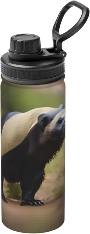 Cute Honey Badger Sports Insulated Water Bottle - Premium 18 oz. Stainless Steel Hydration Bottle for Outdoor Enthusiasts