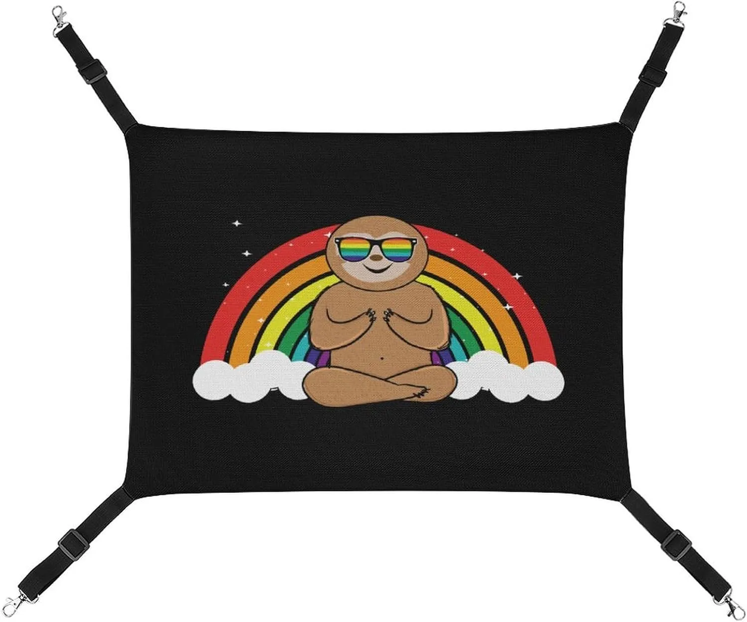 Cute Sloth LGBT Gay Pride Rainbow Cat Hanging Hammock Soft Breathable Pet Cage Dog Hammock with Adjustable Straps and Metal Hooks
