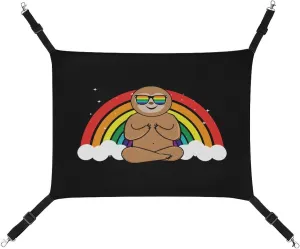 Cute Sloth LGBT Gay Pride Rainbow Cat Hanging Hammock Soft Breathable Pet Cage Dog Hammock with Adjustable Straps and Metal Hooks
