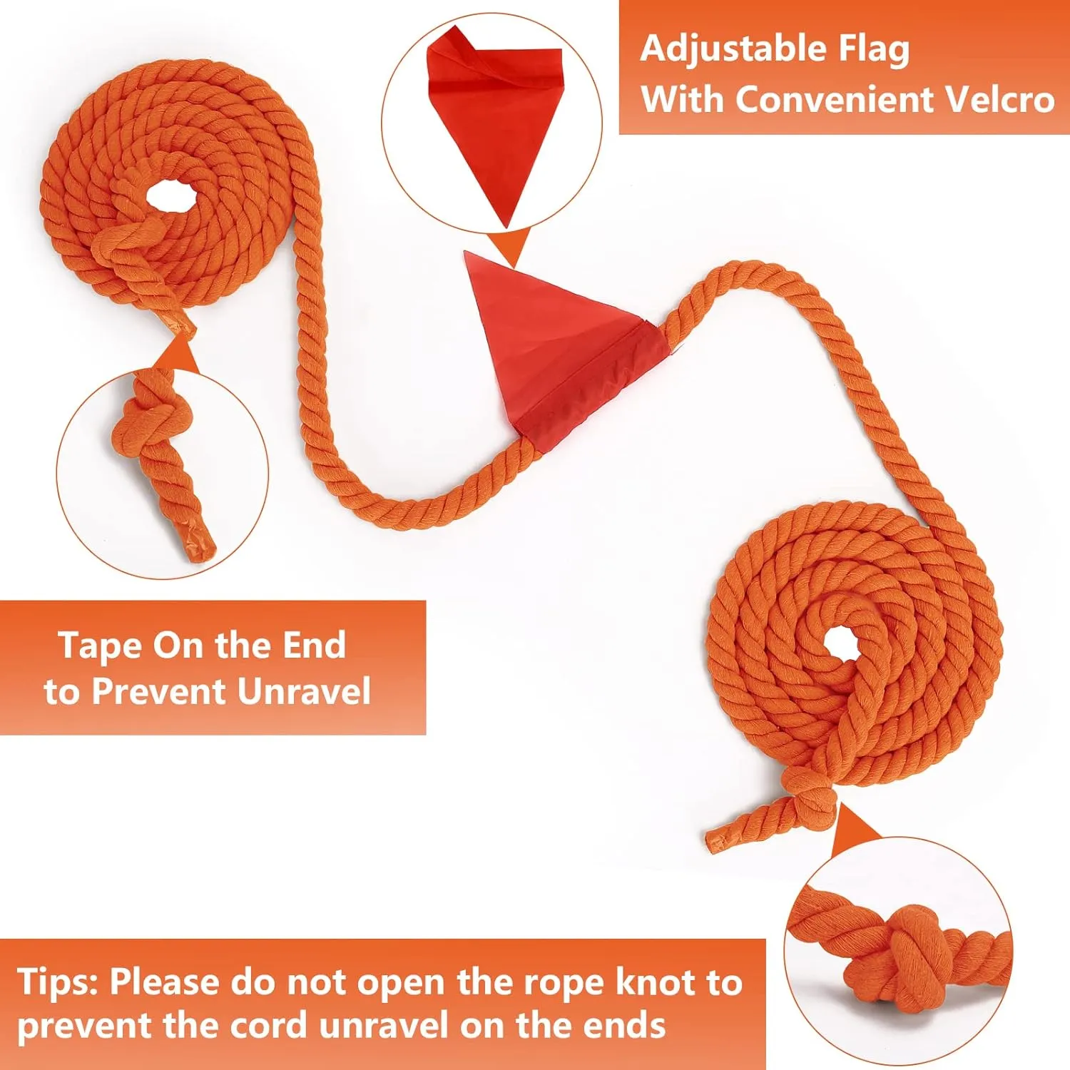 CWLAKON Tug of War Rope 40ft for Kids Adult, Outdoor Field Day Family Reunion Birthday Party Games, Orange, Includes 18 Medals, Storage Bag, Adjustable Center Flag