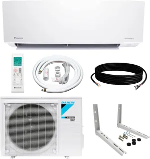 Daikin 18,000 BTU 18 SEER2 Entra R32 Series Ductless Mini Split Heat Pump System w/Maxwell All-Inclusive 50’ Installation Kit and Wall Mounting Bracket (230V)