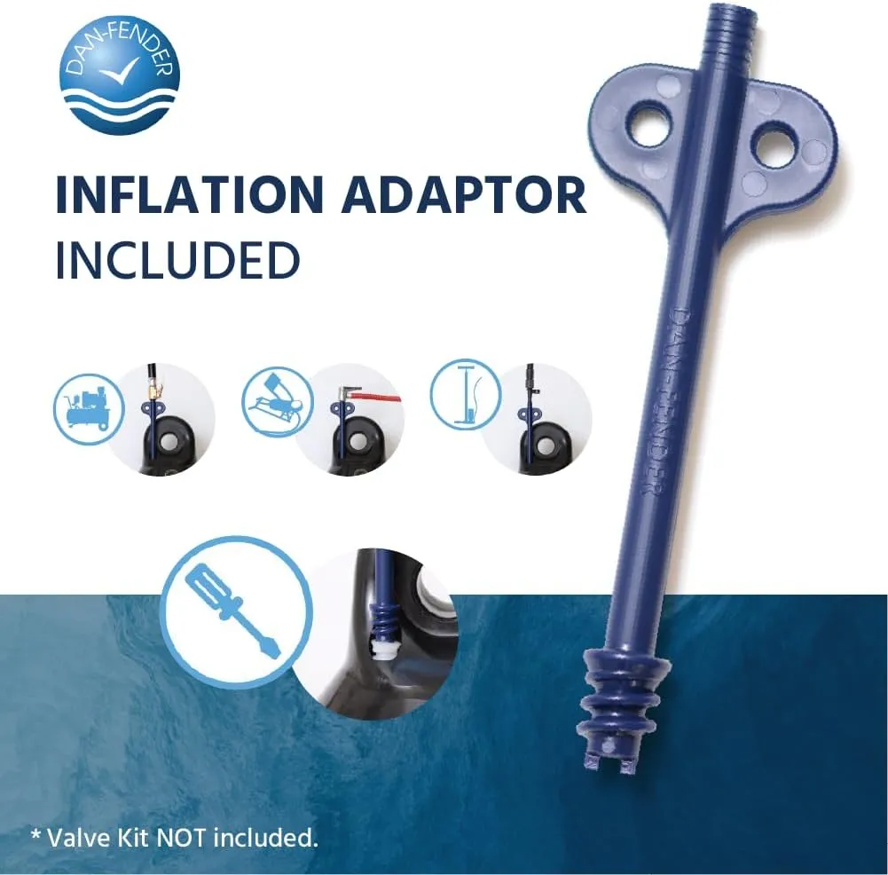 Dan-Fender Heavy Duty Boat Fender - Bumper for Boats - Strong & Flexible All Weather Conditions Boat Accessory for Docking, w/Inflation Adapter