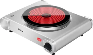 Davivy Single Hot Plate for Cooking Electric Ceramic Plate,1200W Electric Cooktop Infrared Electric Stove with Adjustable Temperature,7.5inch for ALL Cookwares for Home/RV/Camp（Single Burner）