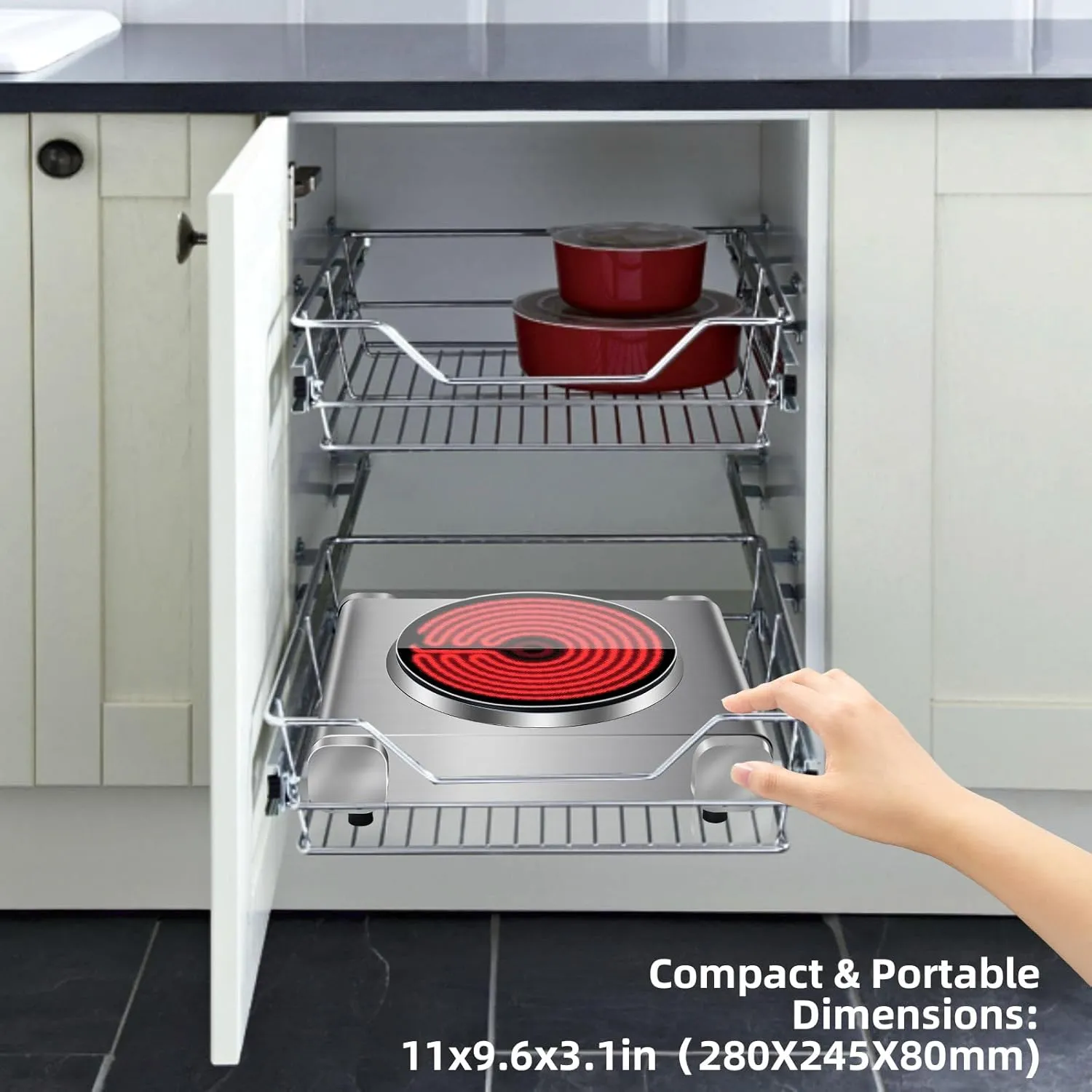 Davivy Single Hot Plate for Cooking Electric Ceramic Plate,1200W Electric Cooktop Infrared Electric Stove with Adjustable Temperature,7.5inch for ALL Cookwares for Home/RV/Camp（Single Burner）